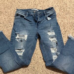 KanCan Dark Blue Distressed Women's Skinny Jeans